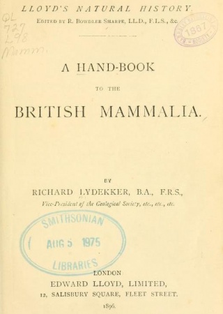 A hand-book to the British mammalia