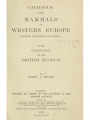 Catalogue of the mammals of Western Europe